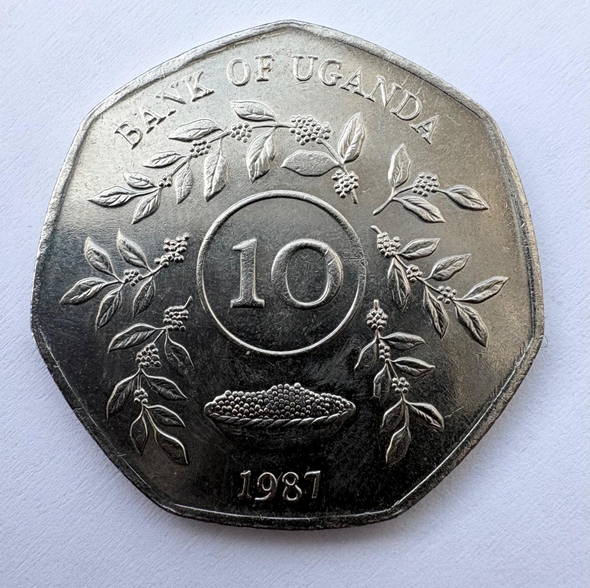 Uganda 10 šilingų 1987