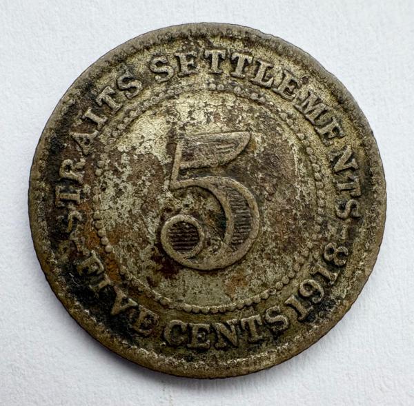 Straits Settlements 5 c 1918