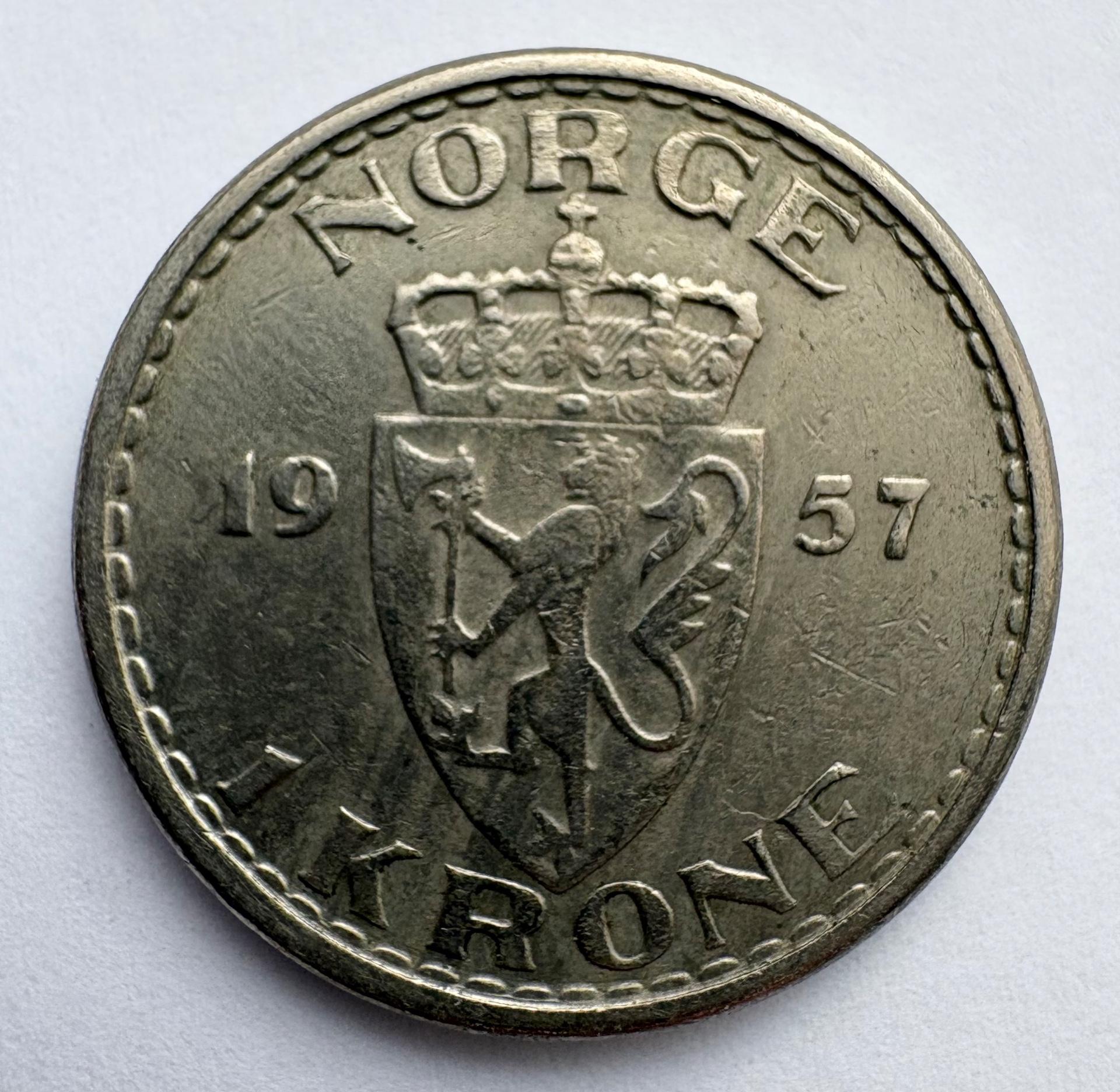 Norvegija 1 kr 1957