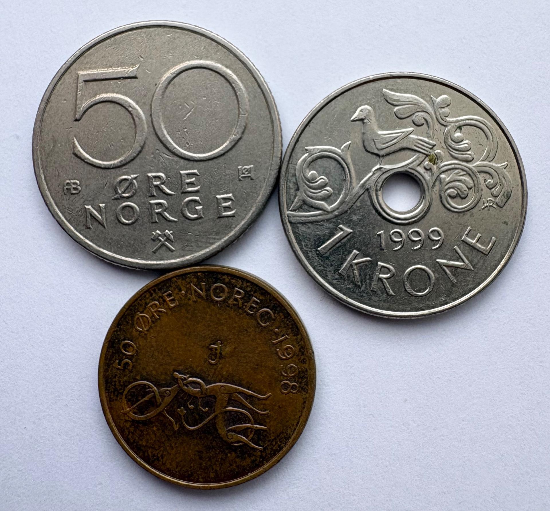 Norvegija 50 ore- 1 kr