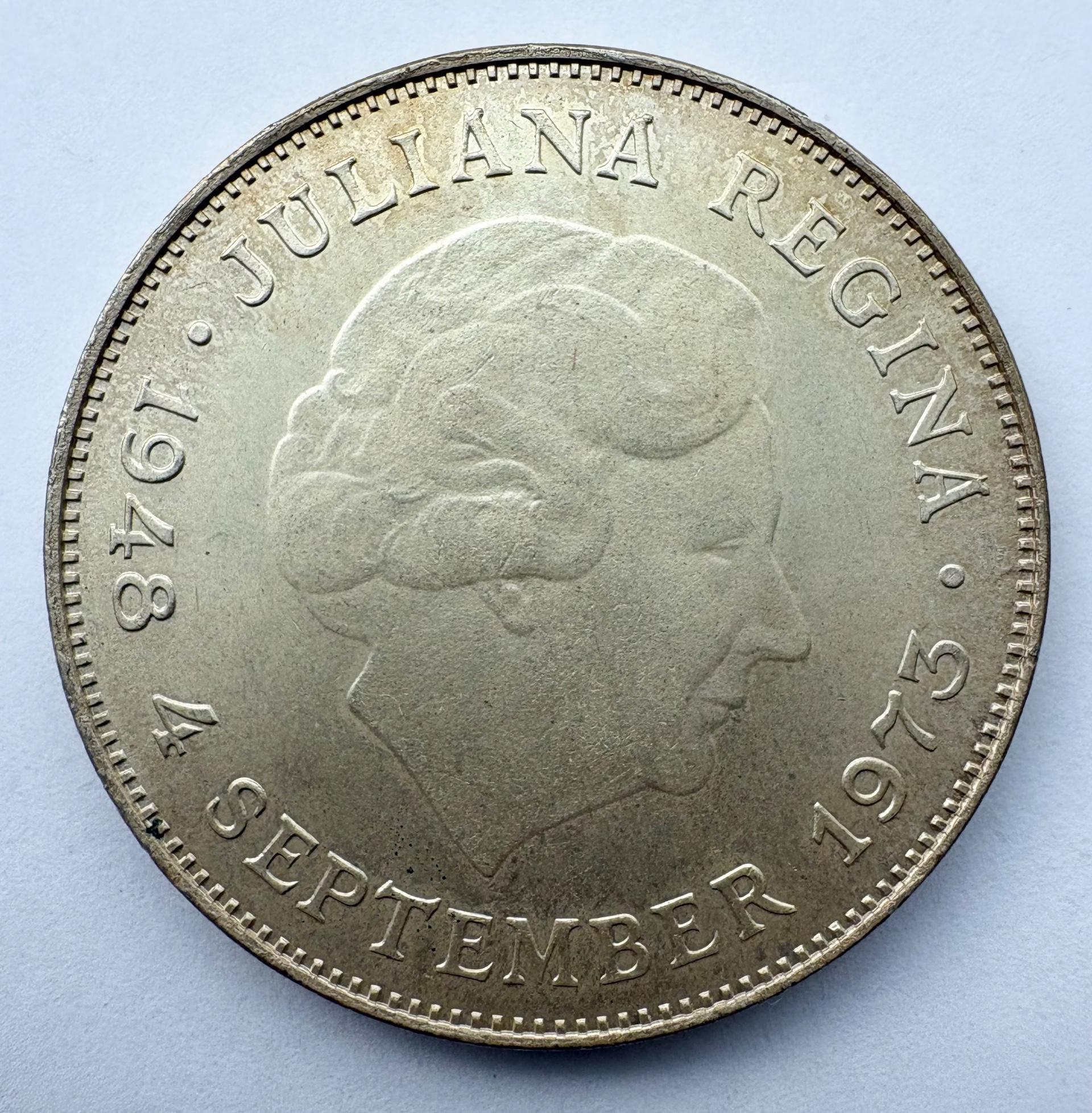 Nyderlandai 10 guldenų 1973 sidabras