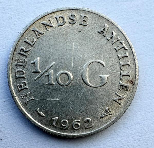 Nyderlandų Antilai 1/10 guldeno 1962 sidabras 