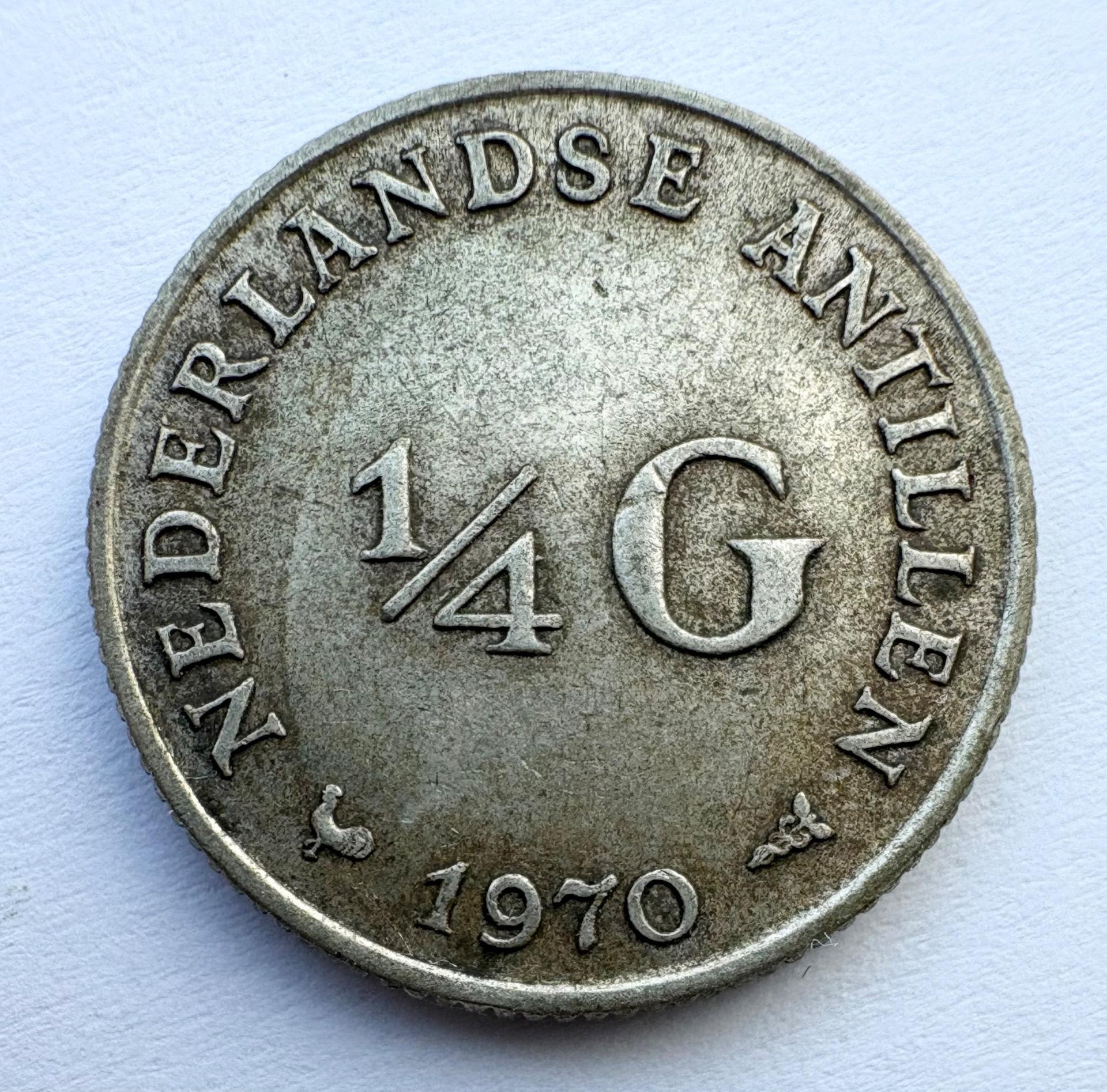 Nyderlandų Antilai 1/4 guldeno 1970 sidabras 