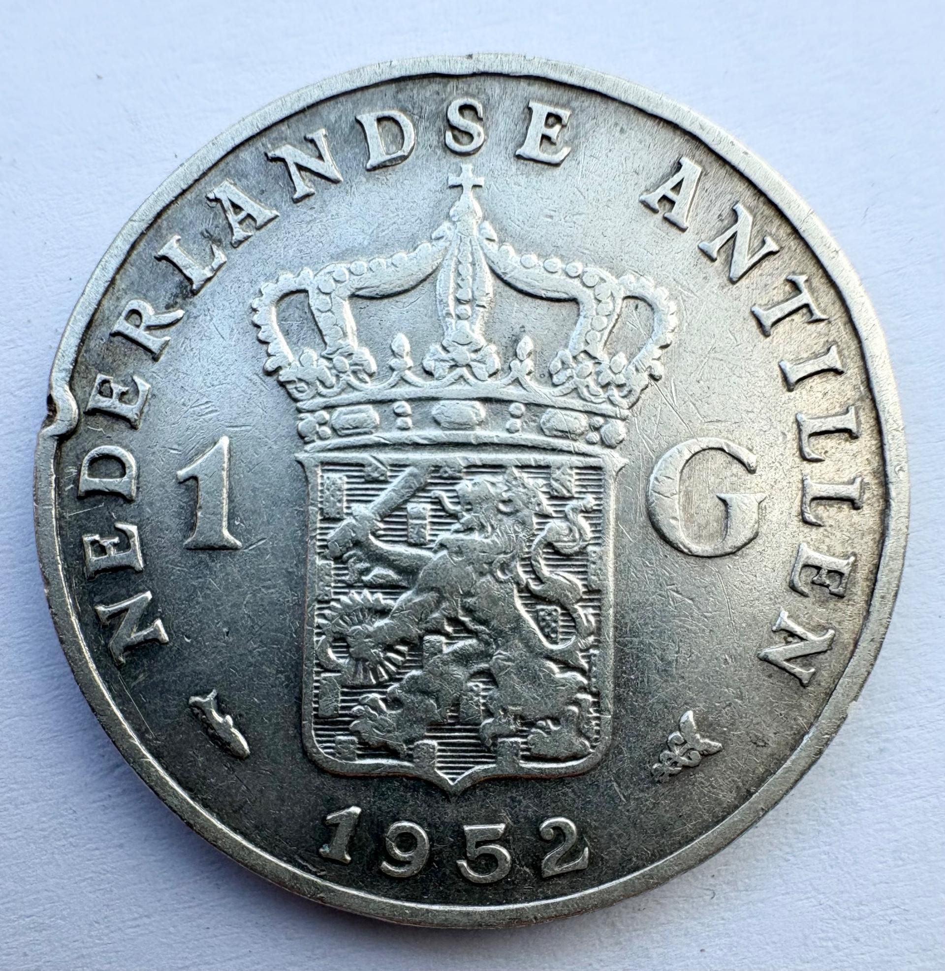 Nyderlandų Antilai 1 guldenas 1952 sidabras