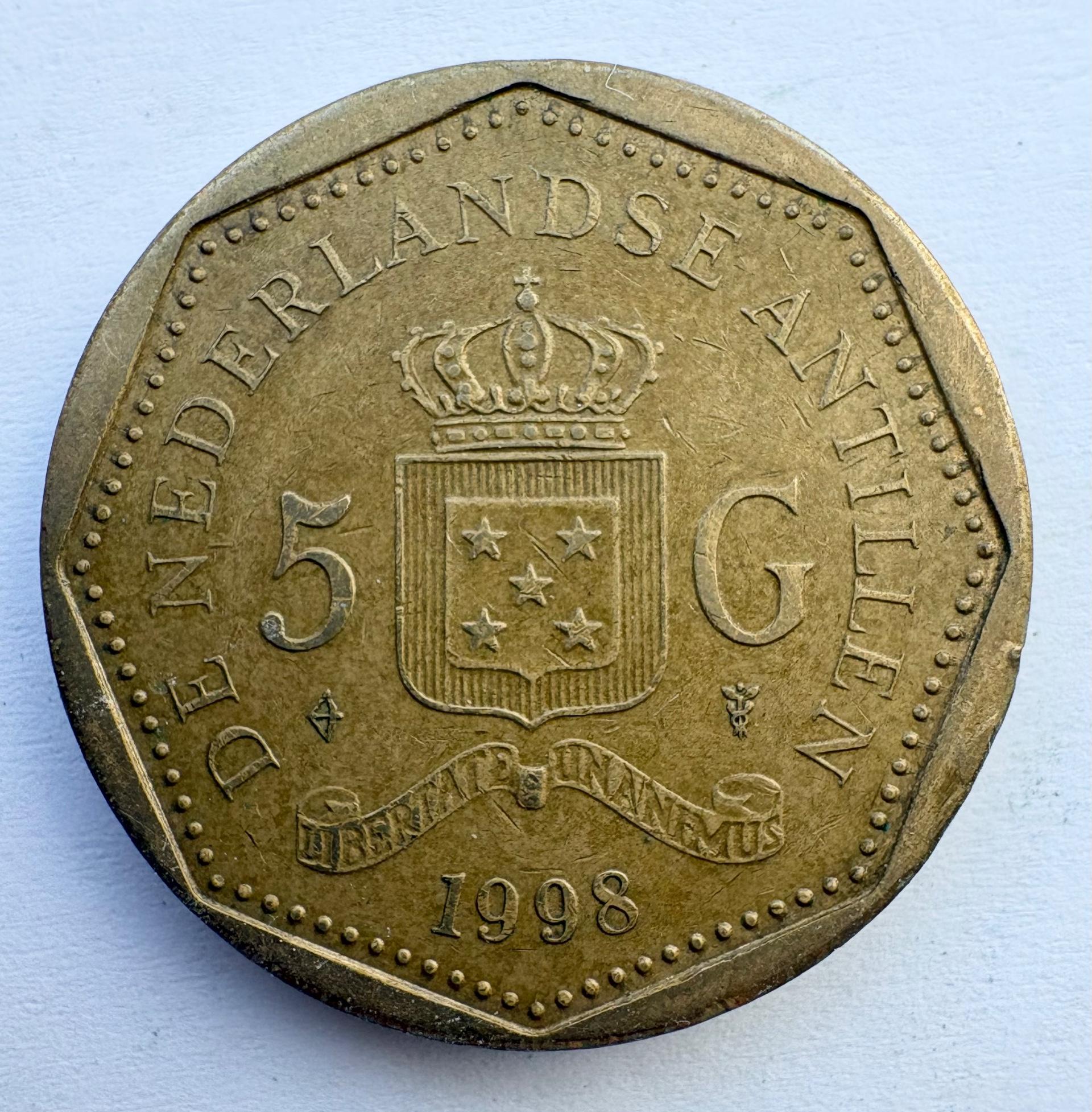 Nyderlandų Antilai 5 guldenai 1998