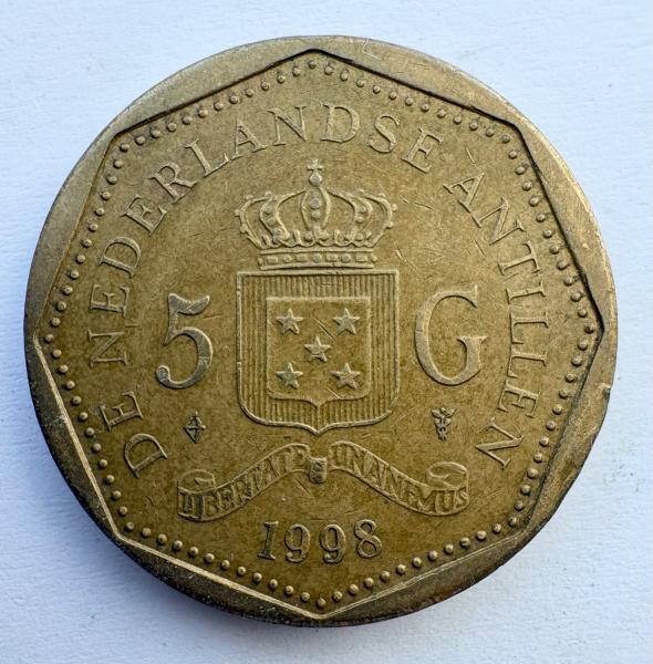 Nyderlandų Antilai 5 guldenai 1998