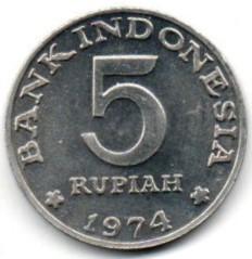 Indonezija. 5 rupijos ( Šeimos planavimas ) ( 1974 ) AU