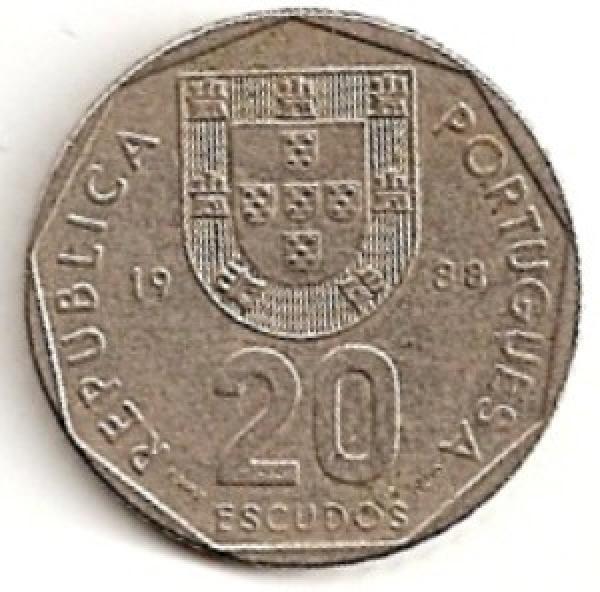 Portugalija. 20 eskudų ( 1989 ) XF