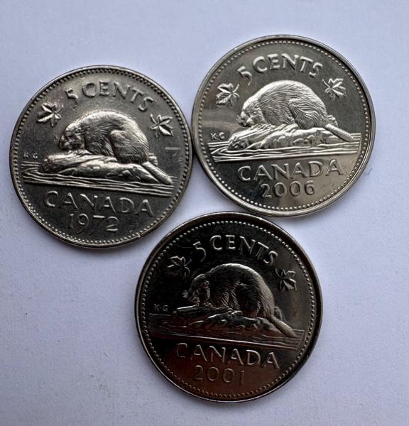Kanada 5 c 1972, 2001, 2006