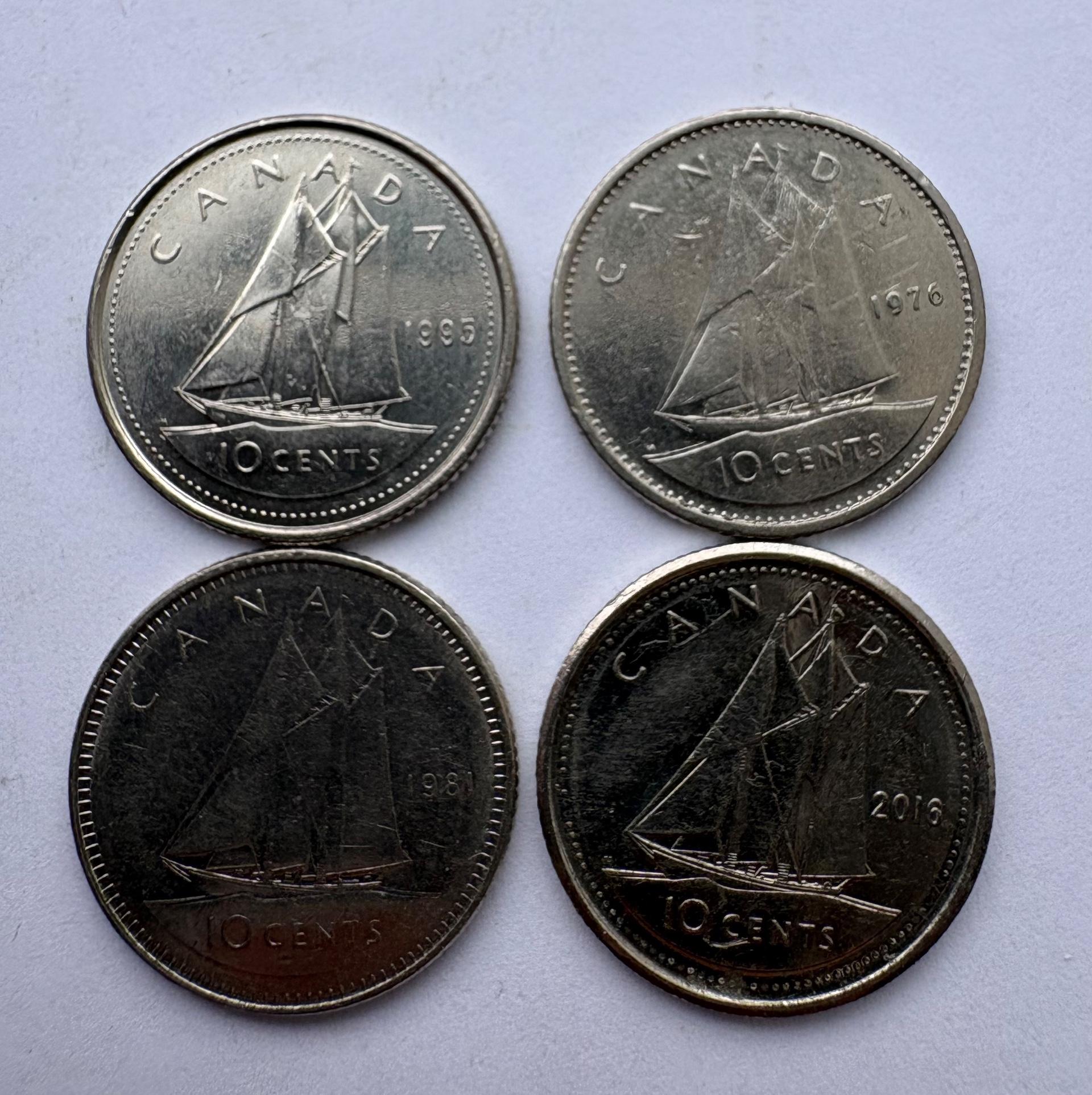 Kanada 10 c 1976, 1981, 1995, 2016