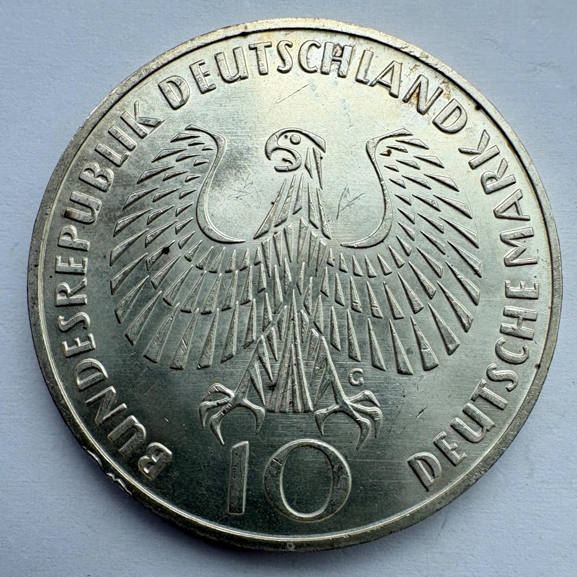 Vokietija 10 M 1972 sidabras 