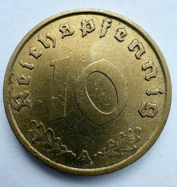 Vokietija 10 reichpfennig 1938 A