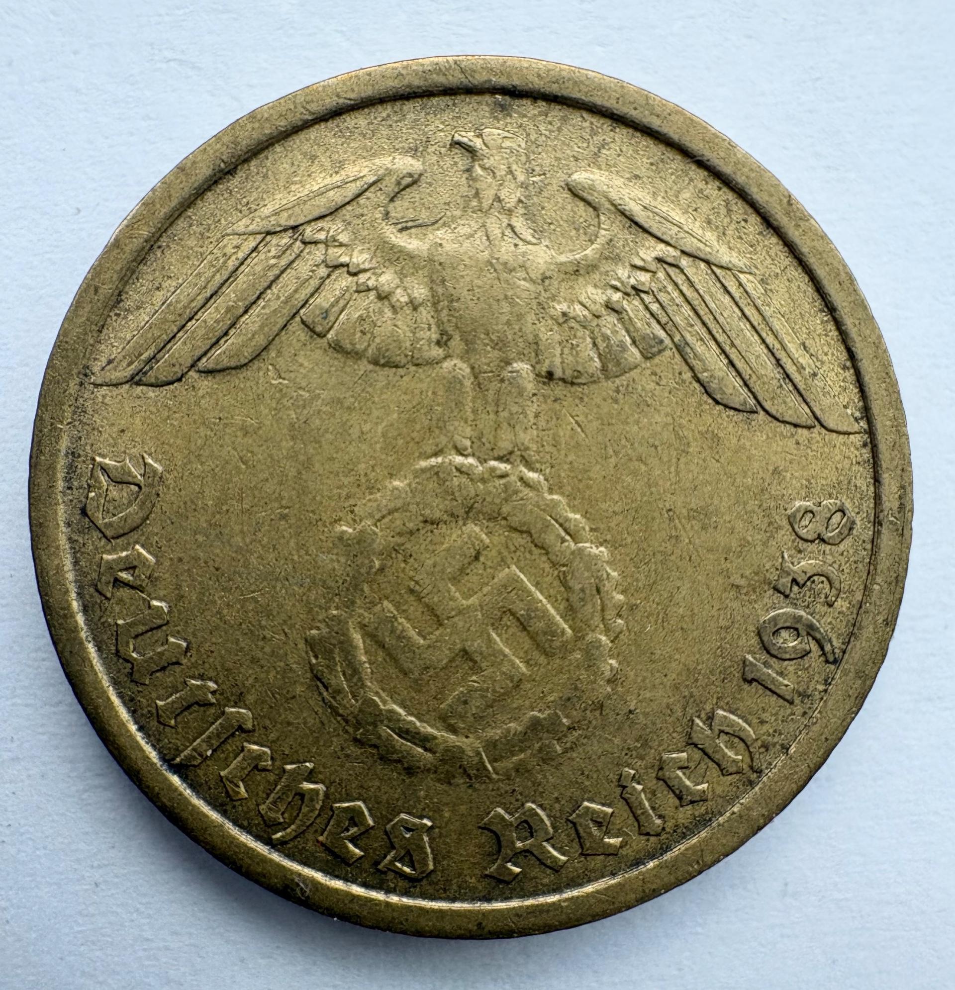 Vokietija 10 reichpfennig 1938 G 