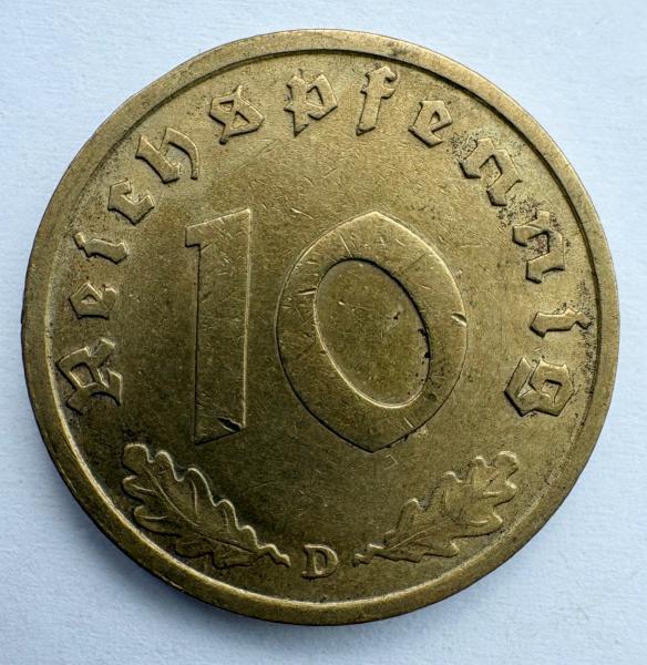 Vokietija 10 reichspfenning 1938 D
