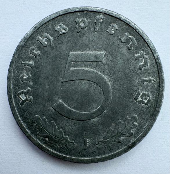 Vokietija 5 reichspfennig 1942 F