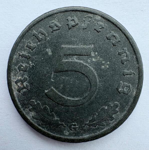 Vokietija 5 reichspfennig 1943 G