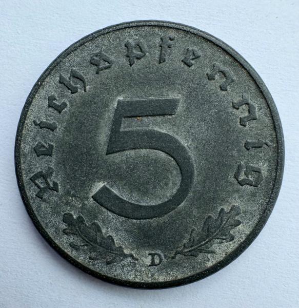 Vokietija 5 reichspfennig 1942 D