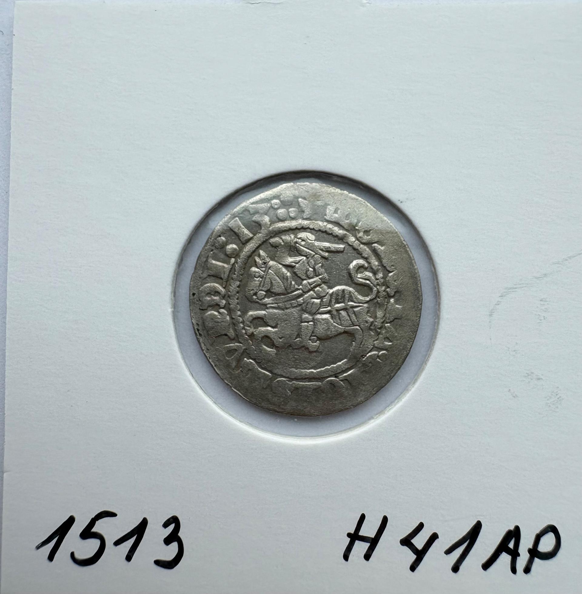 Retokas Žygimanto Senojo 1513 pusgrašis 