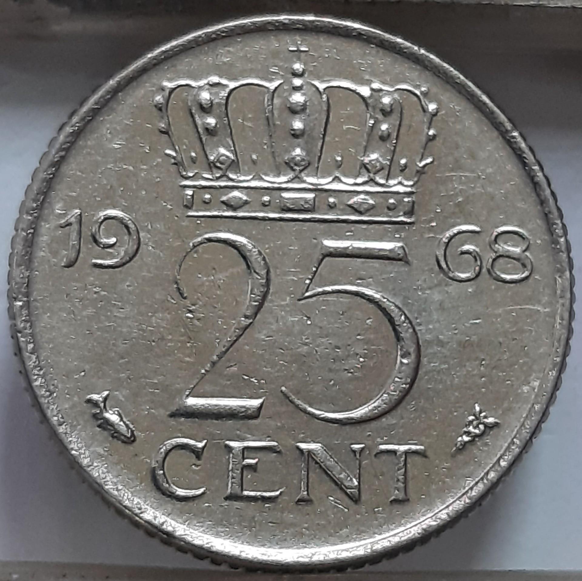 Nyderlandai 25 centai 1968 KM#183 (7351)