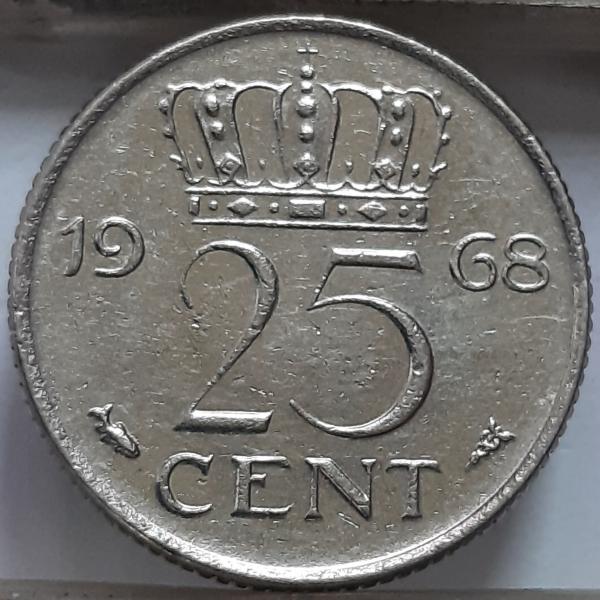 Nyderlandai 25 centai 1968 KM#183 (7351)