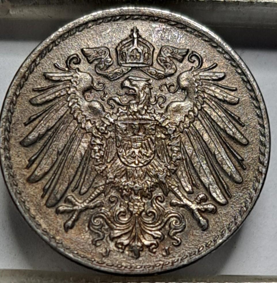 Vokietija 5 pfenigai J 1915 KM#19 (7283)