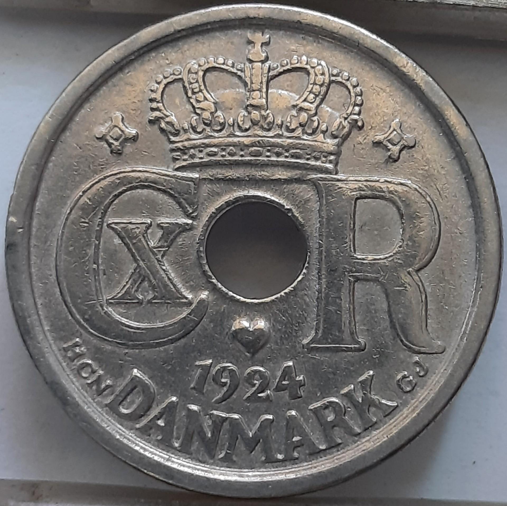 Danija 25 erės 1924 KM#823 (6823)