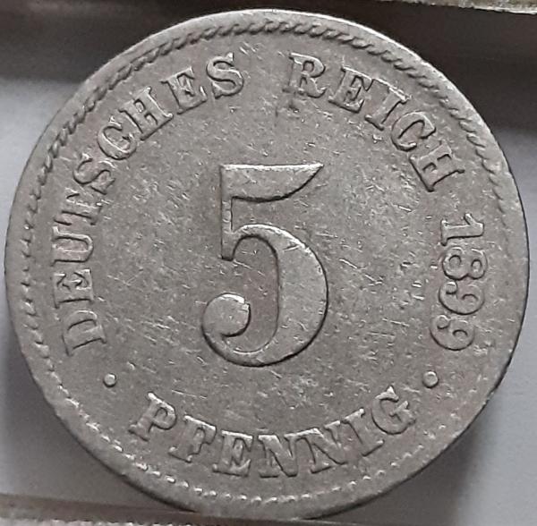 Vokietija 5 pfenigai J 1899 KM#11 (7470)