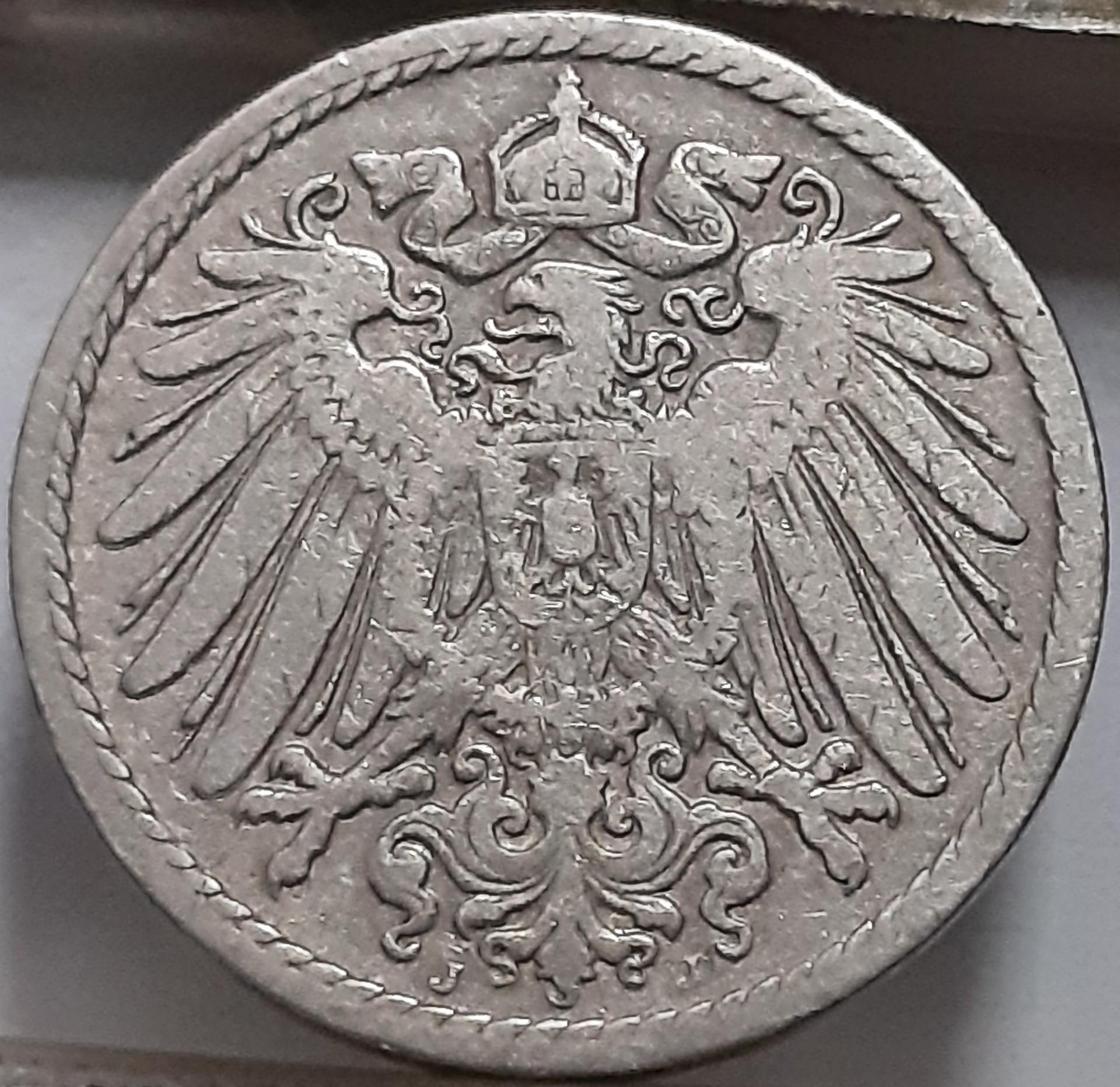 Vokietija 5 pfenigai J 1899 KM#11 (7470)