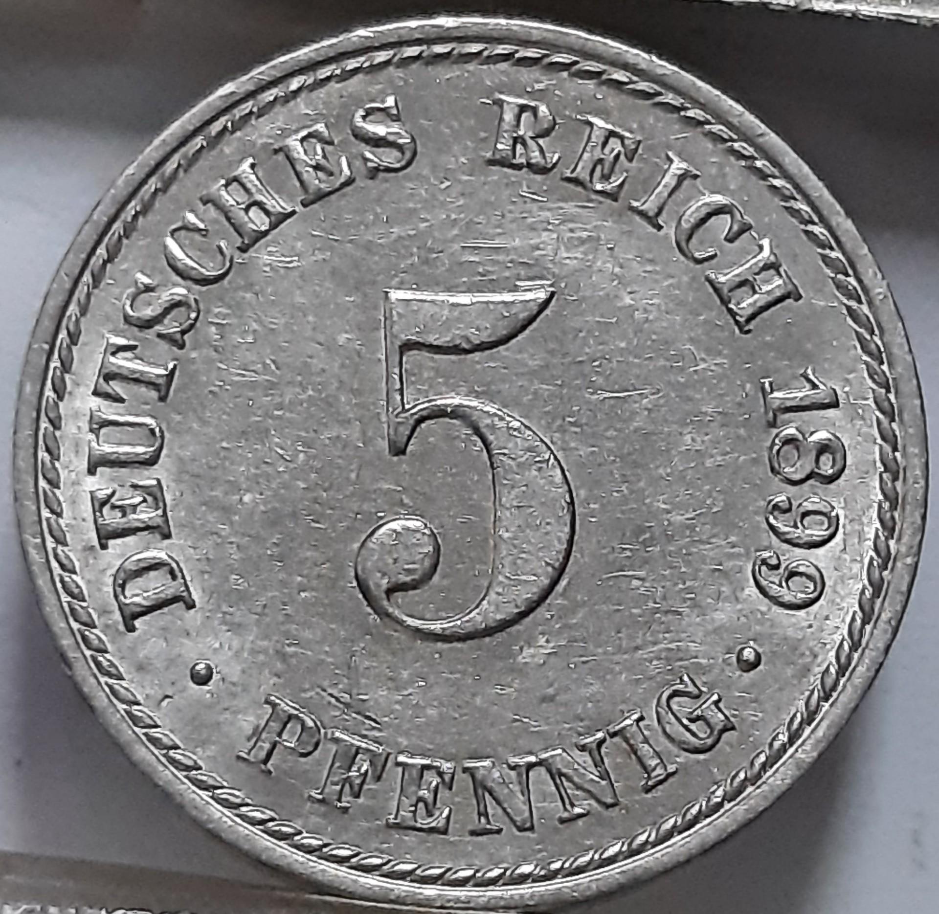Vokietija 5 pfenigai A 1899 KM#11 (7465)