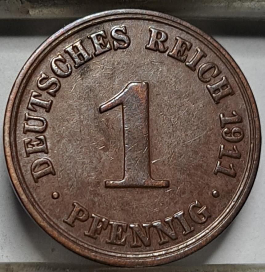 Vokietija 1 pfenigas A 1911 KM#10 (7289)