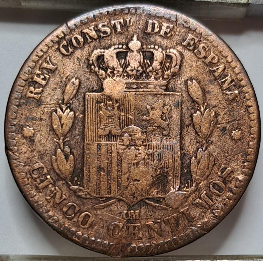 Ispanija 5 sentimai OM 1877 (6749)