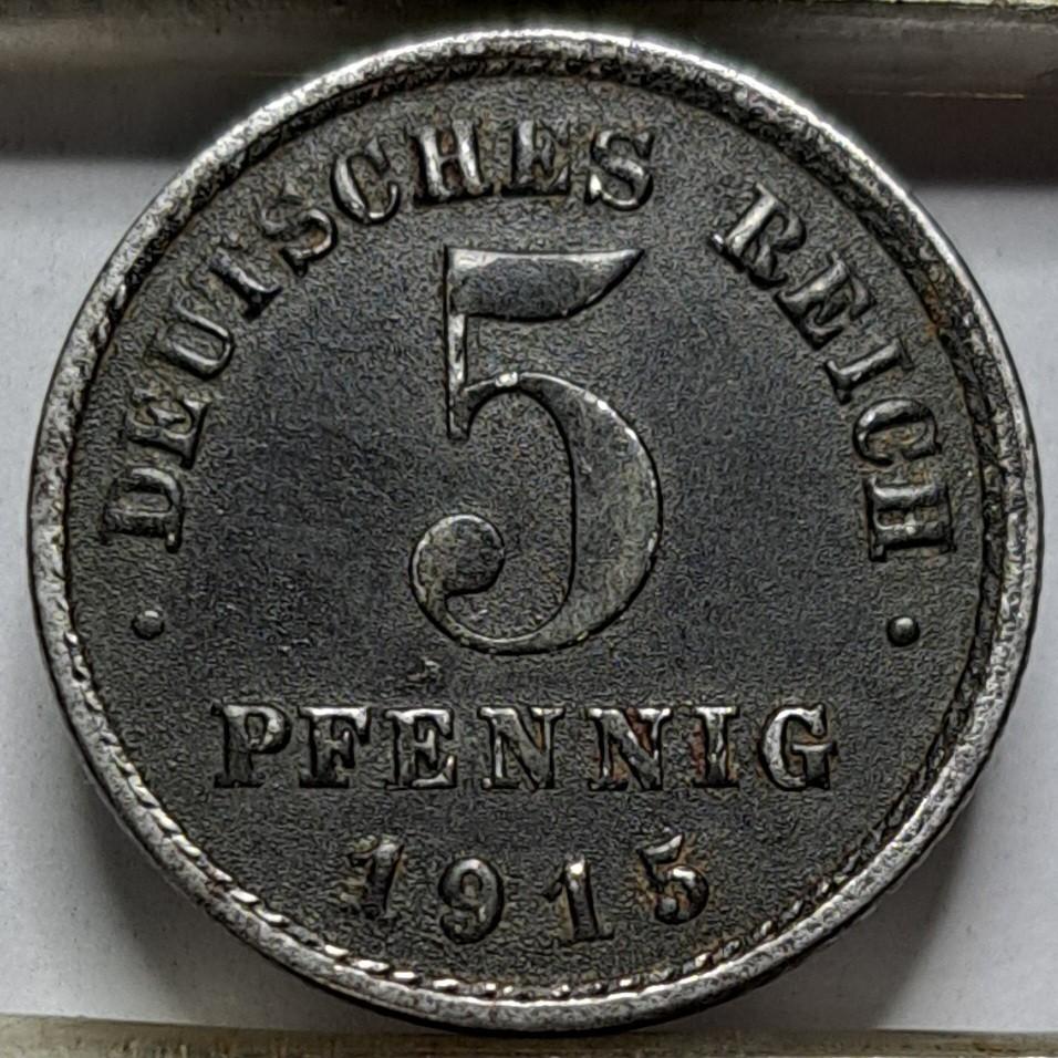 Vokietija 5 pfenigai J 1915 KM#19 (7681)