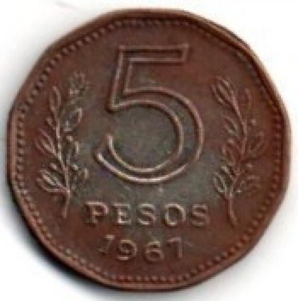 Argentina. 5 pesai ( 1967 ) F