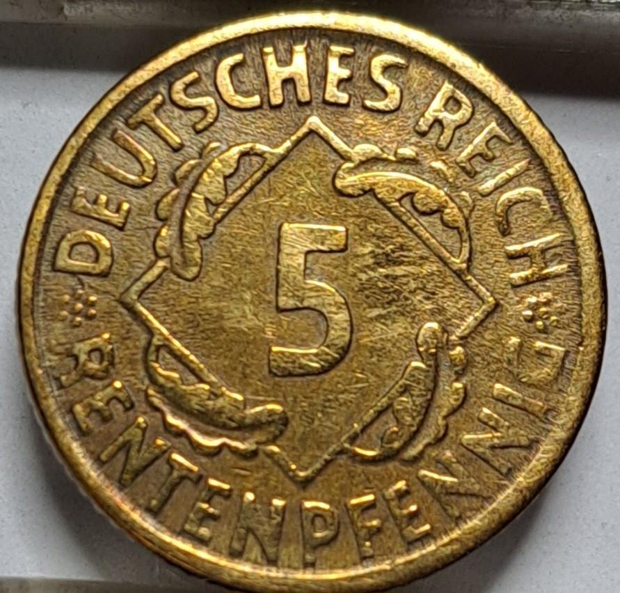 Vokietija 5 rentenfenigai E 1924 KM#32 (7300)