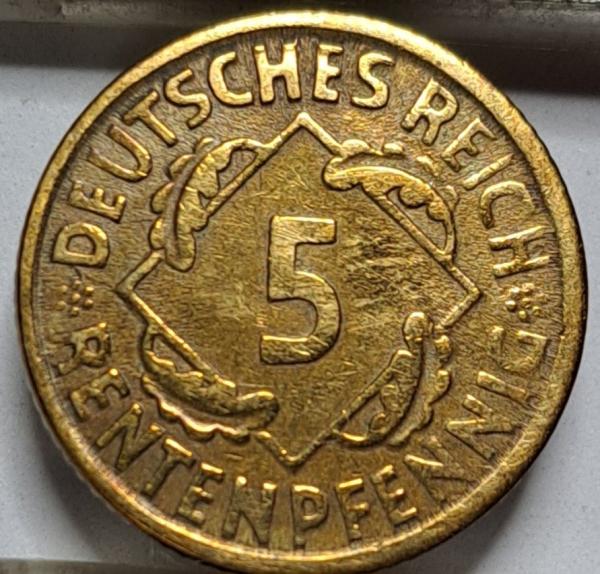 Vokietija 5 rentenfenigai E 1924 KM#32 (7300)