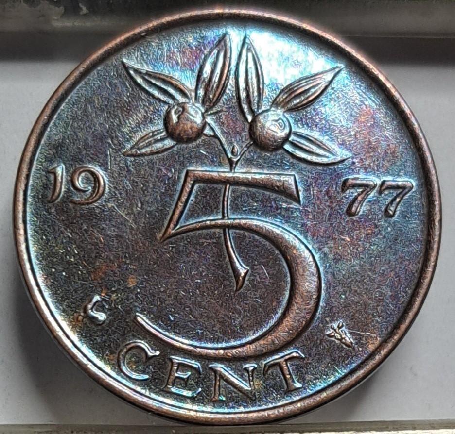 Nyderlandai 5 centai 1977 KM#181 (7739)
