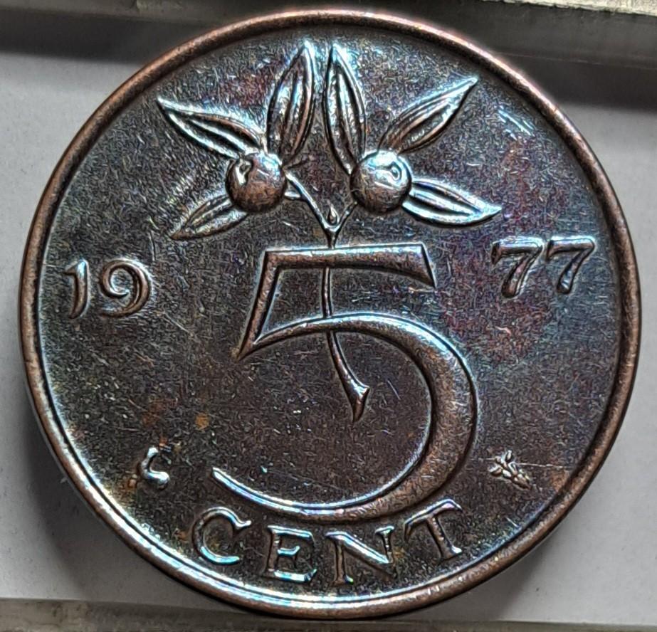 Nyderlandai 5 centai 1977 KM#181 (7739)