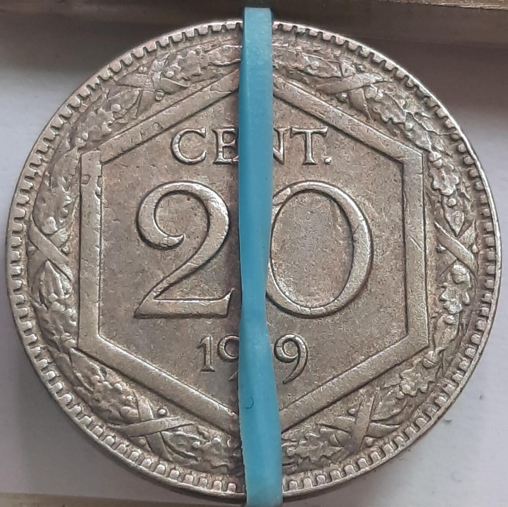 Italija 20 čentezimų R 1919 brokas KM#58 Nr. 7710