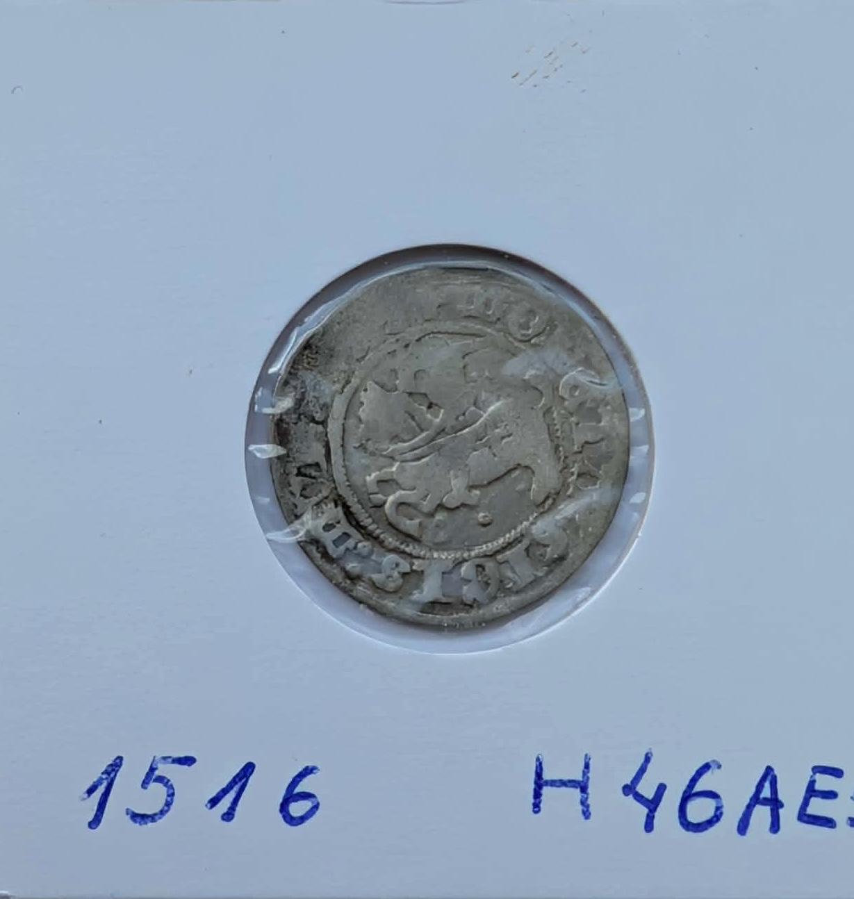 Retas Žygimanto Senojo 1516 pusgrašis 