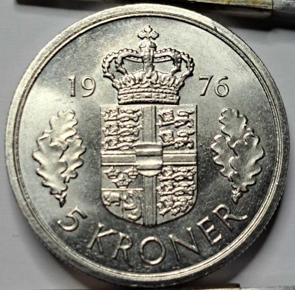 Danija 5 Kronos 1976 KM#863 (B24)