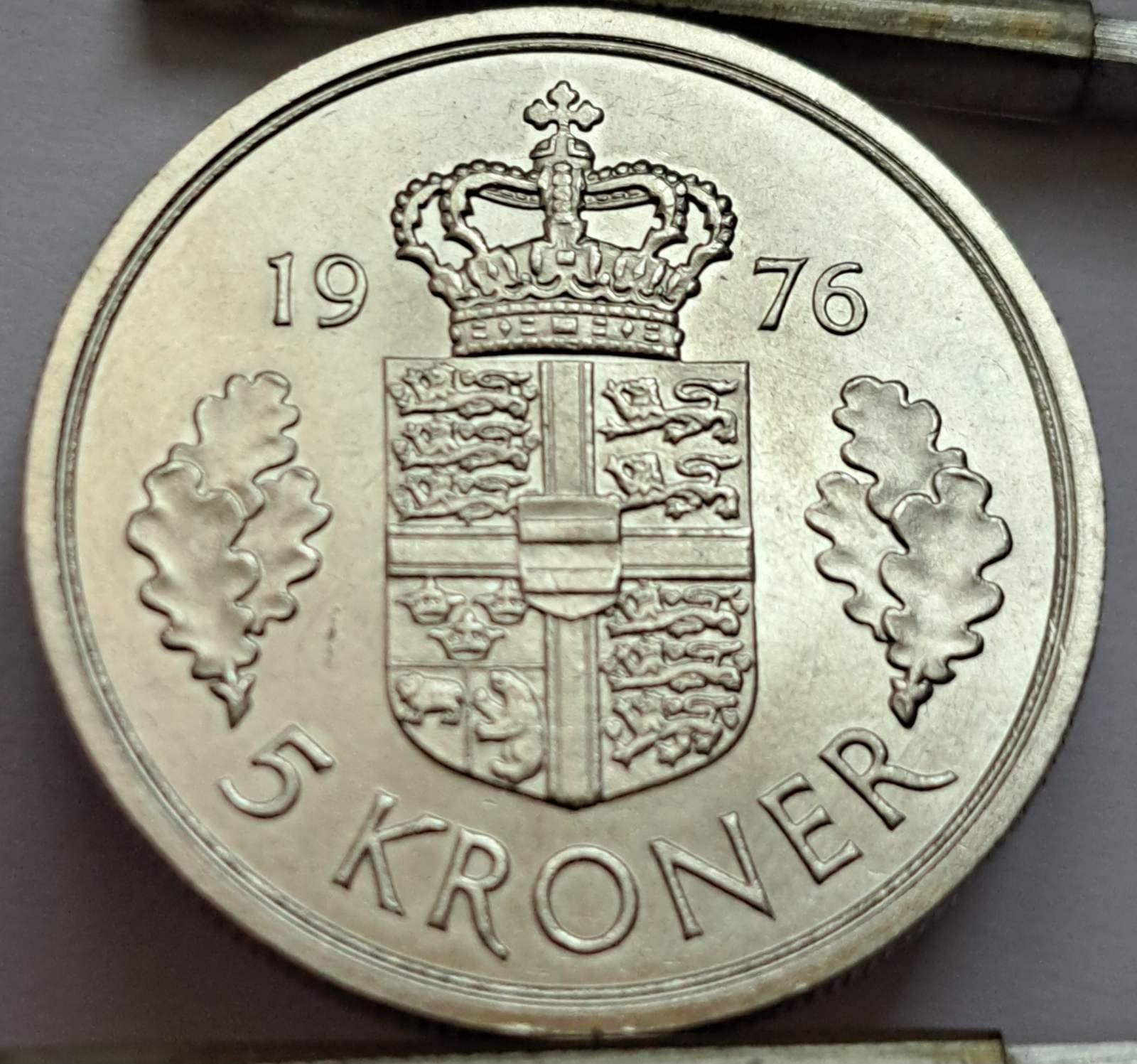 Danija 5 Kronos 1976 KM#863 (B24)