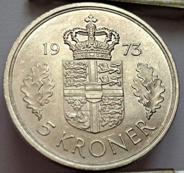 Danija 5 Kronos 1973 KM#863 (B25)