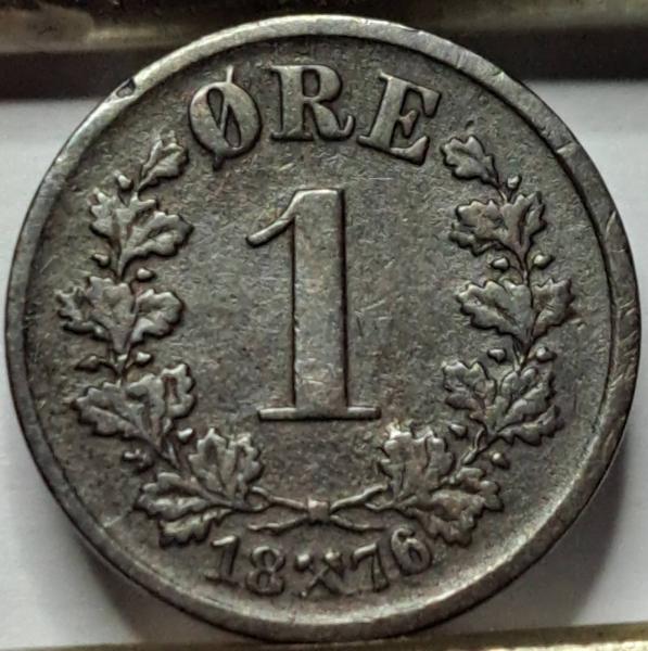 Norvegija 1 Erė 1876 KM#352 (B27)