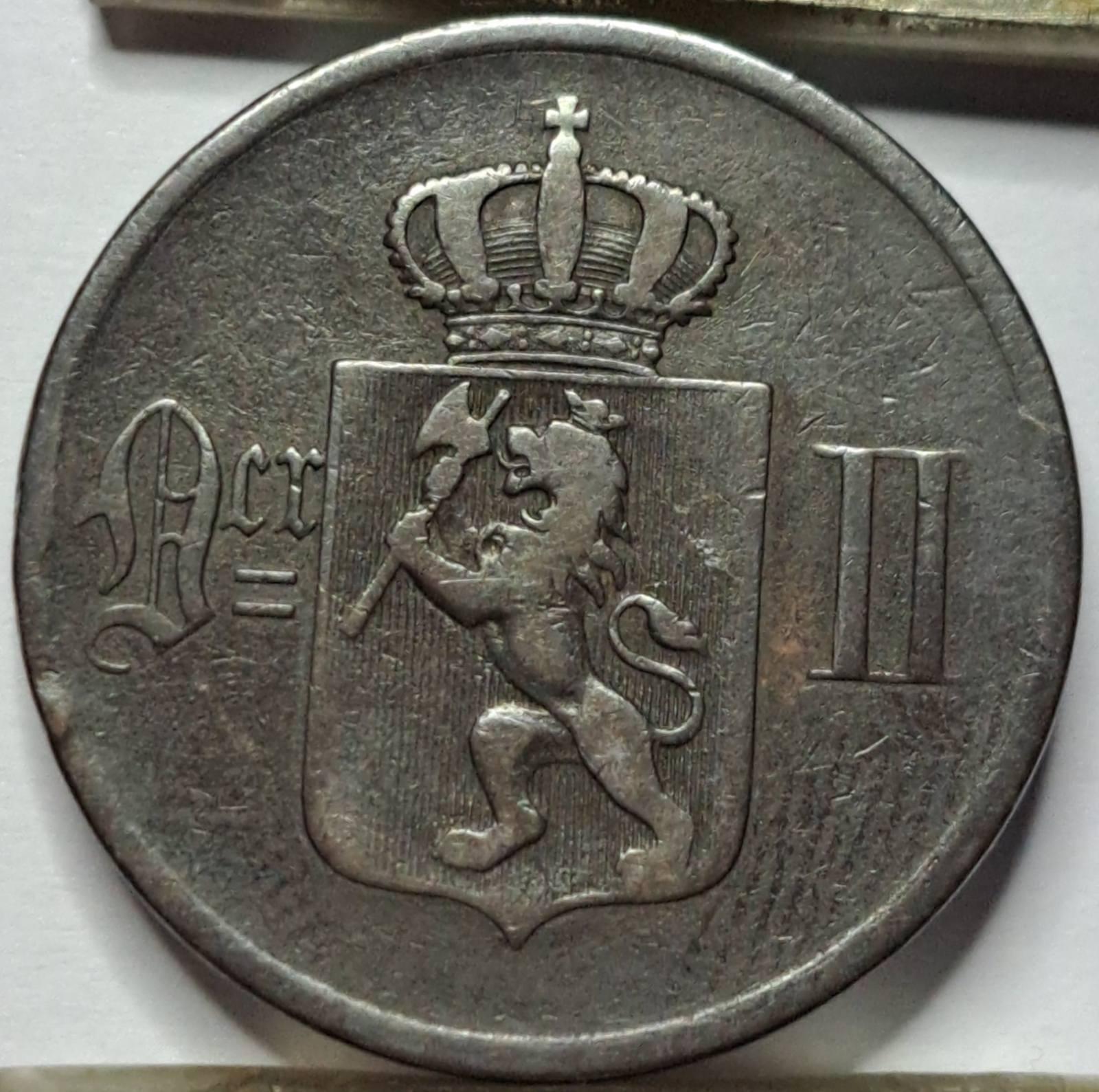 Norvegija 5 Erės 1875 KM#349 (B28)
