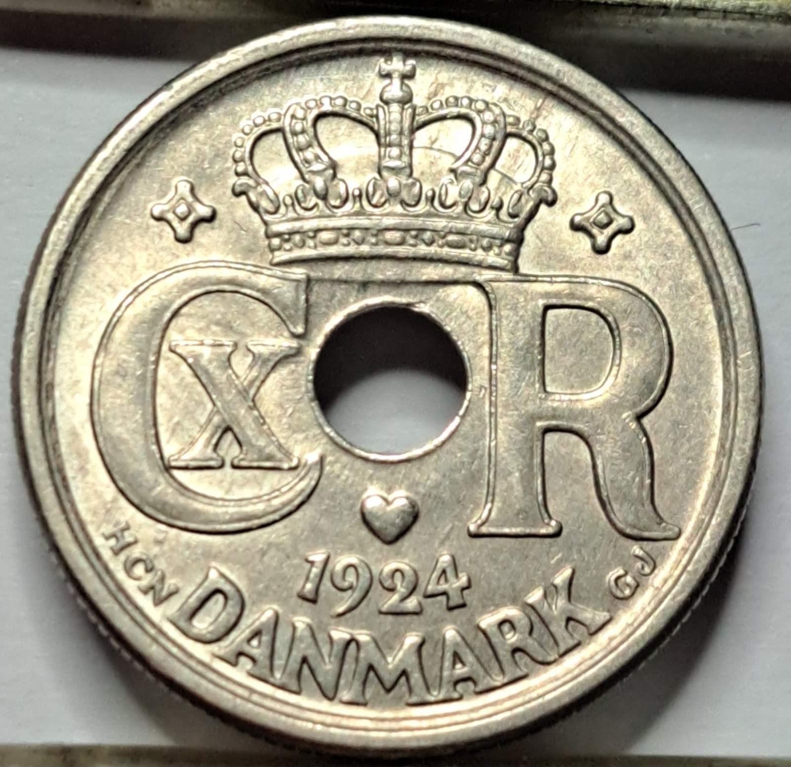 Danija 25 erės 1924 KM#823 (B31)