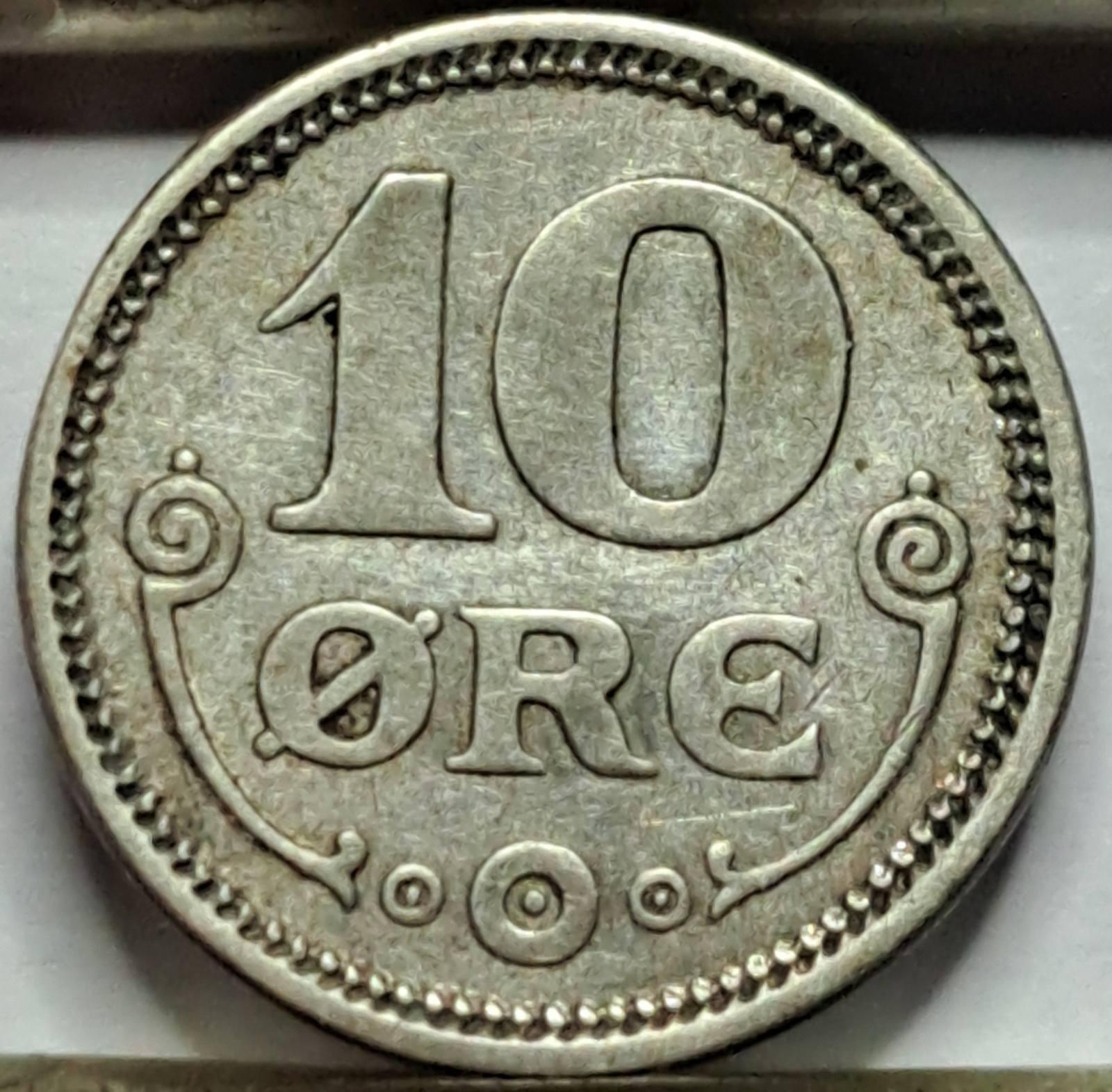 Danija 10 erių 1917 KM#818 (B32)