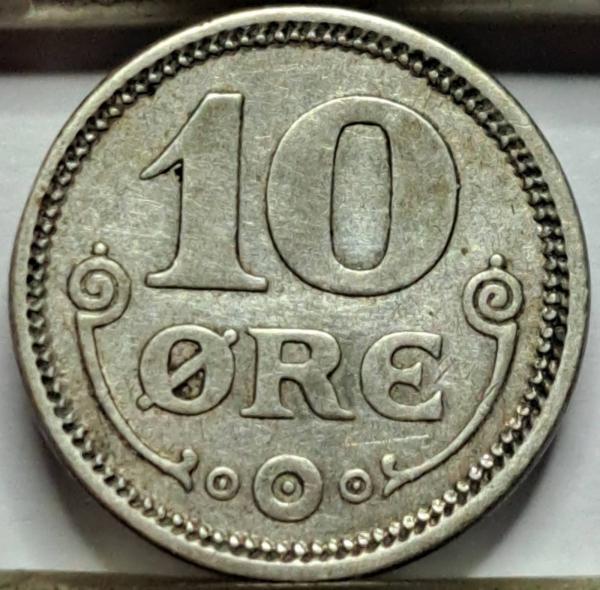Danija 10 erių 1917 KM#818 (B32)