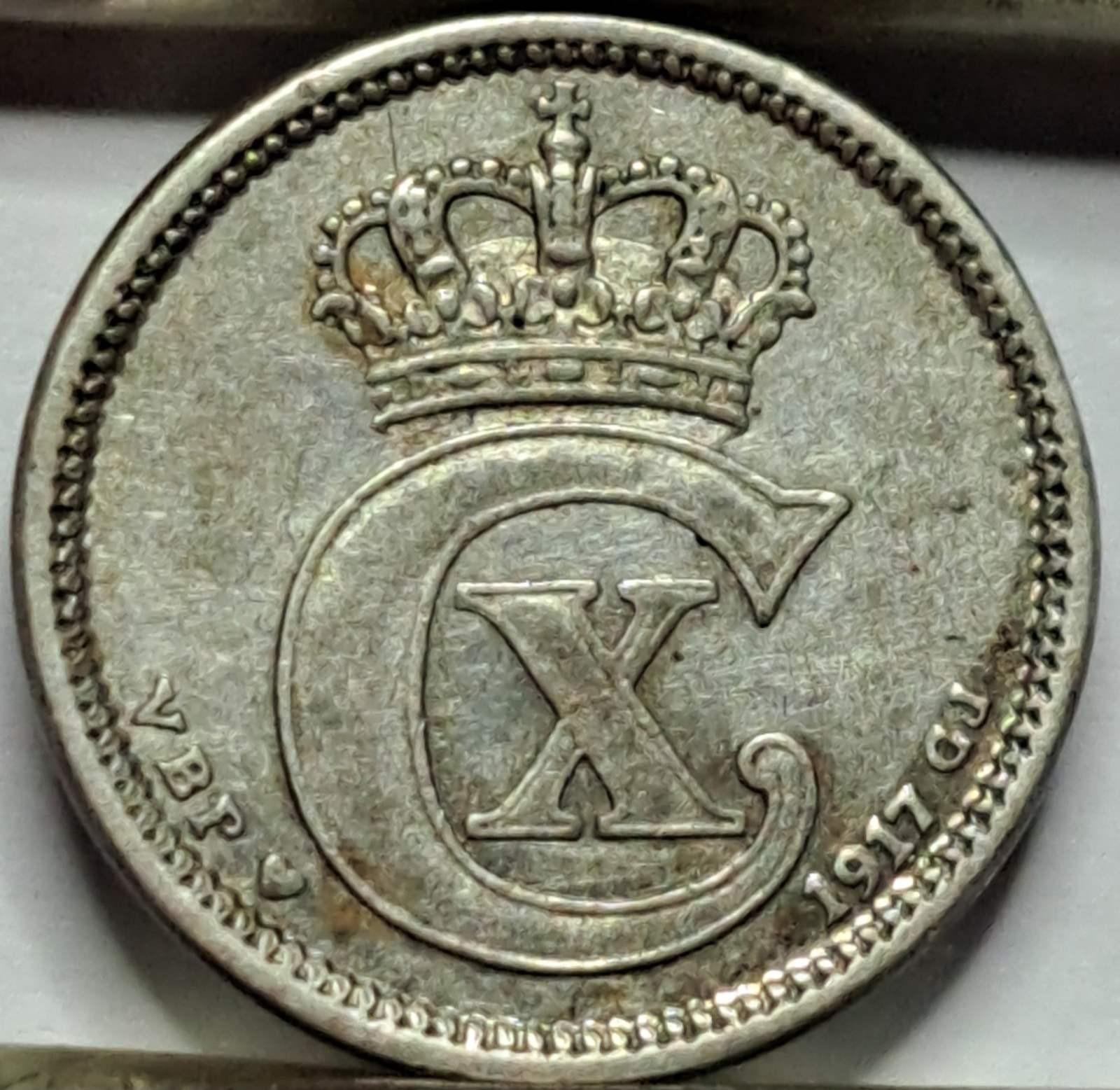 Danija 10 erių 1917 KM#818 (B32)