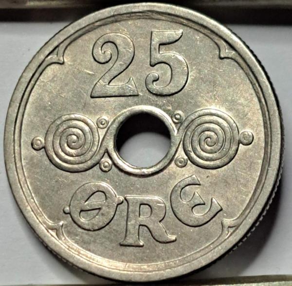 Danija 25 erės 1924 KM#823 (B34)
