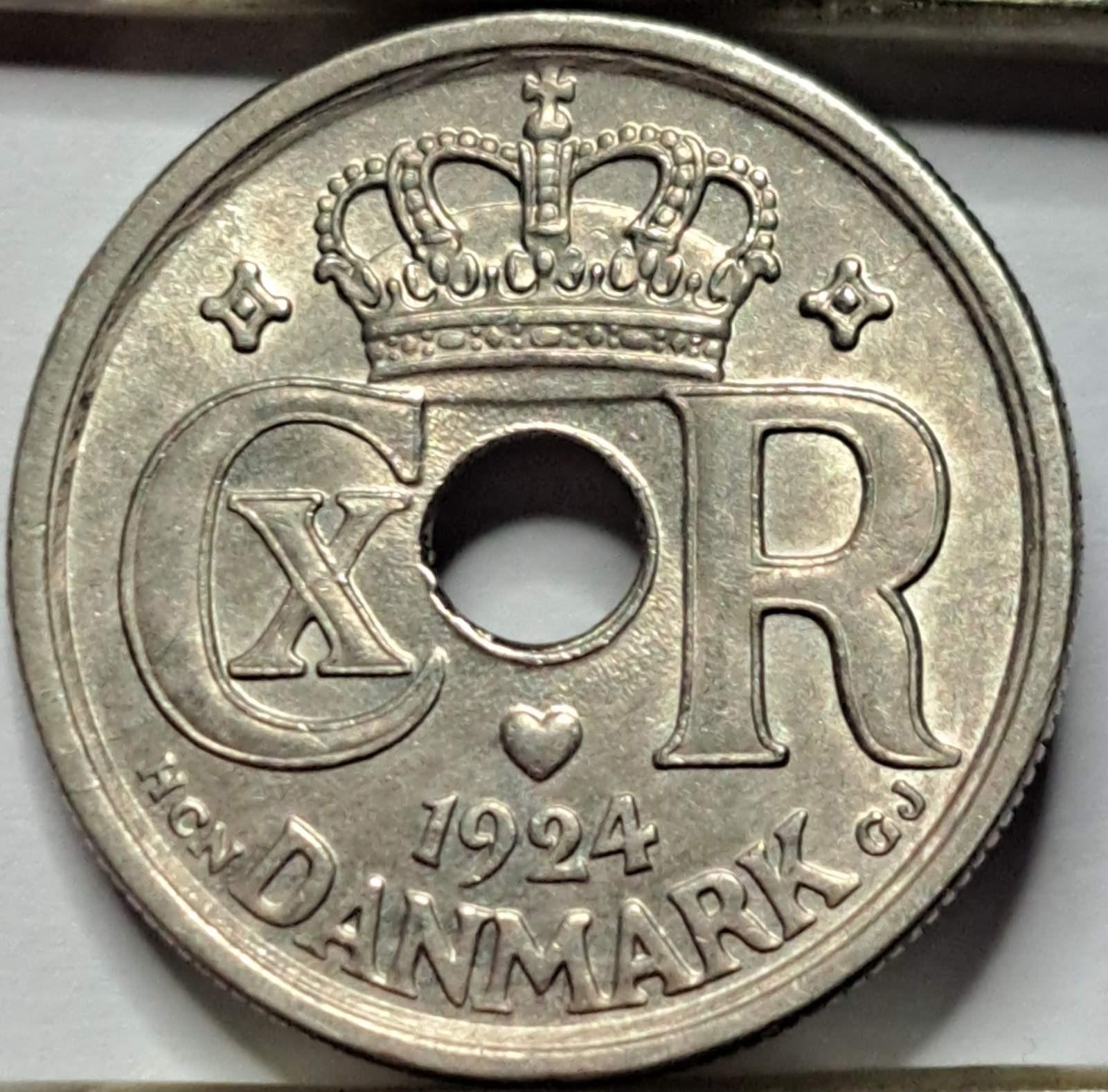 Danija 25 erės 1924 KM#823 (B34)